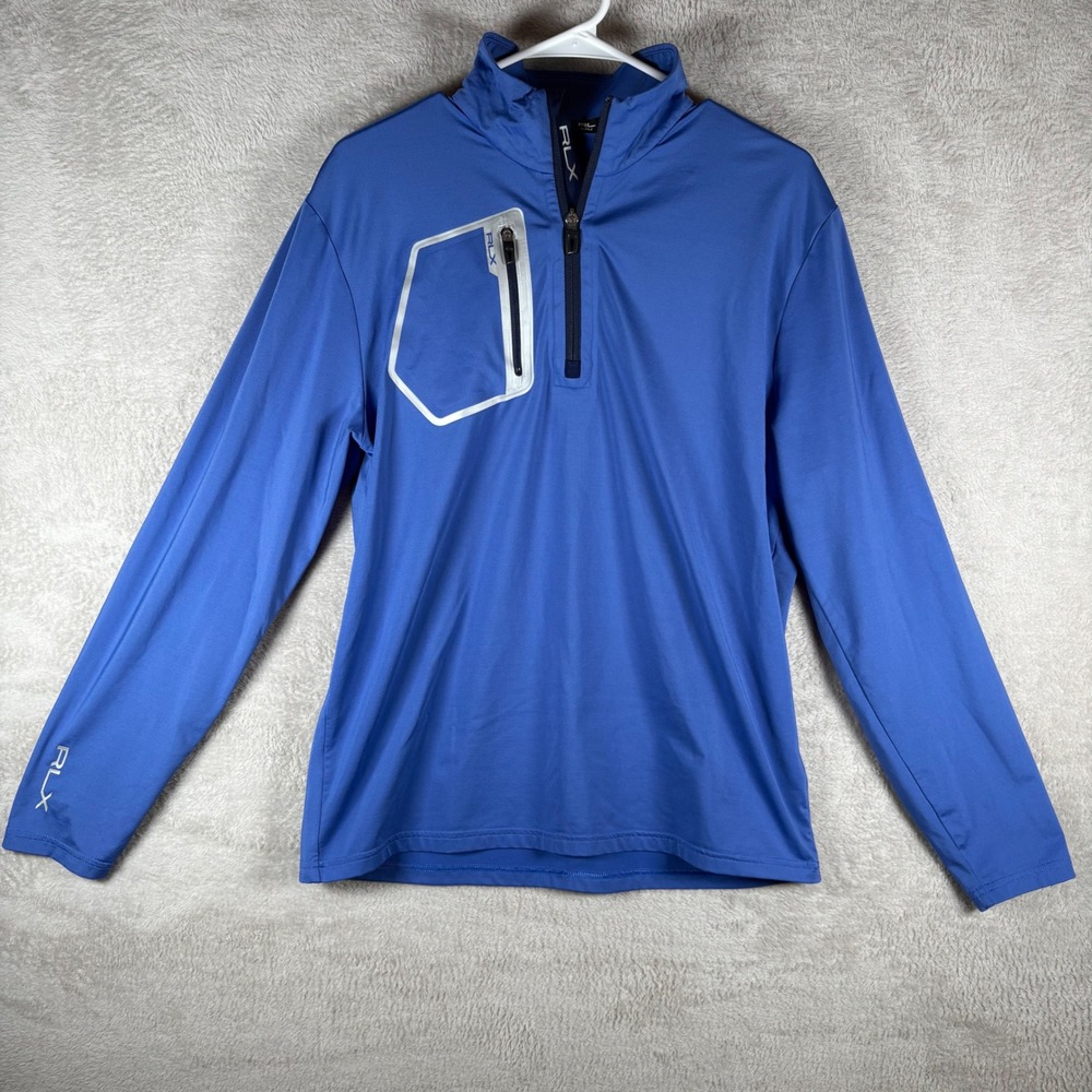 RLX Ralph Lauren Pullover Mens Medium Blue Quarter Zip Performance Golf Shirt